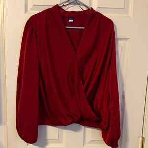 Old Navy Deep Red Wrap Blouse